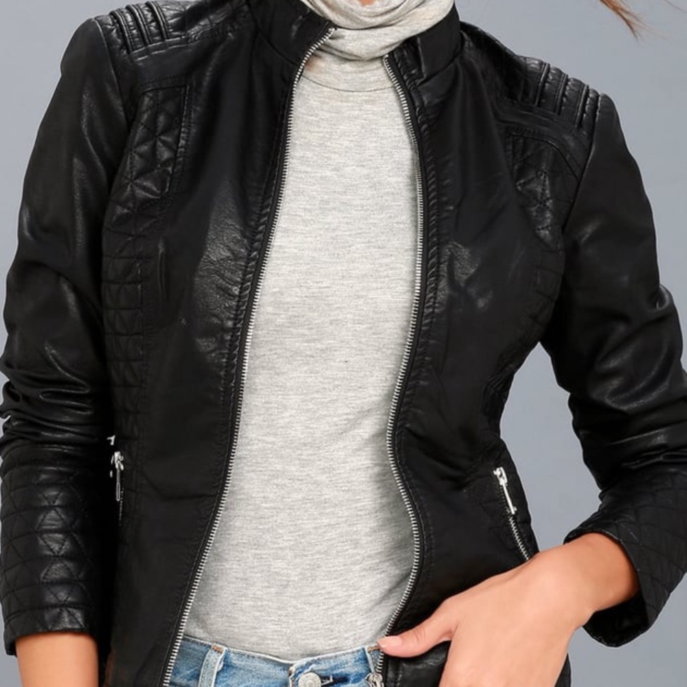Heartlines Black Vegan Leather Moto Jacket
